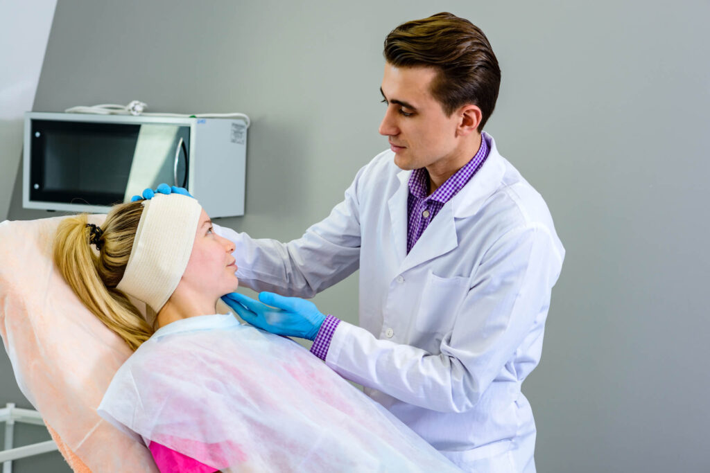 A detailed view of rhinoplasty swelling stages during recovery with guidance from Dr. George Brennan in Orange County, CA