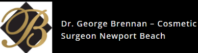 Logo with a stylized gold "B" on a black diamond, alongside the text "Dr. George Brennan - Cosmetic Surgeon Newport Beach.