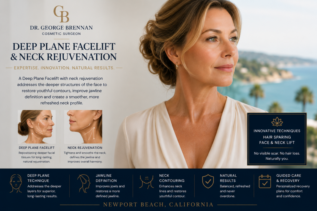 Dr. George Brennan discussing Deep Plane Facelift and neck rejuvenation surgery in Newport Beach.